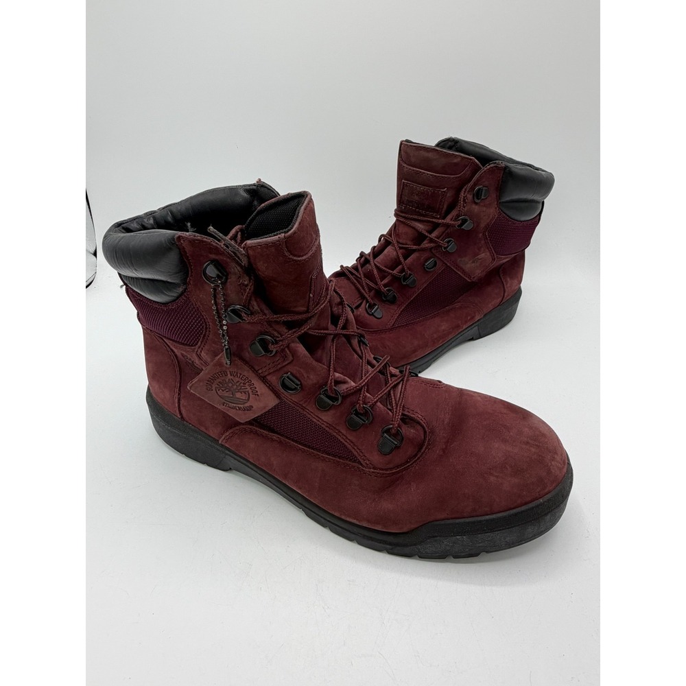 Timberland 6 Inch Waterproof Field Boot Burgundy Nubuck A1A2X Mens Size 12